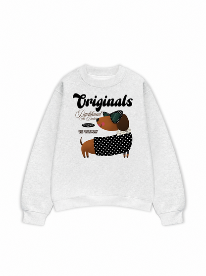 Áo Sweater Nỉ Hai Da Animal l Mood Dots Dachhund