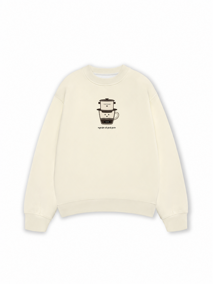 Áo Sweater Nỉ Hai Da Nghiện Cà Phê Phin
