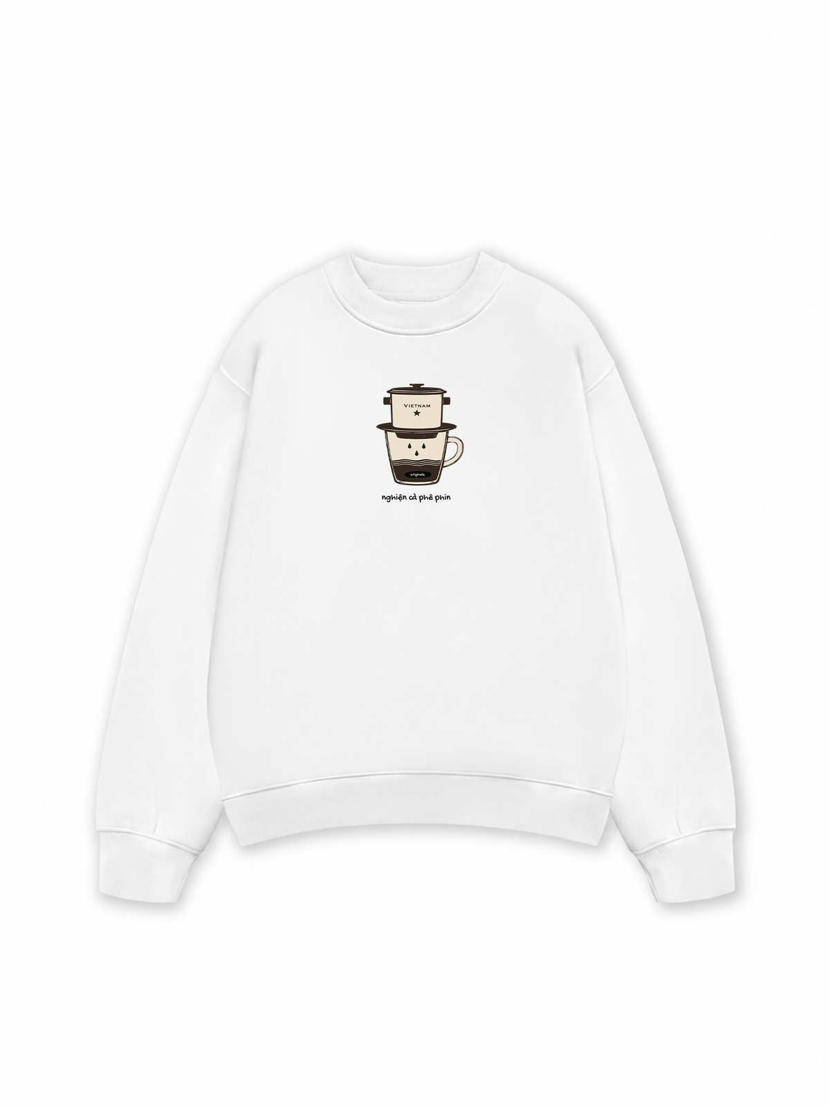 Áo Sweater Nỉ Hai Da Nghiện Cà Phê Phin