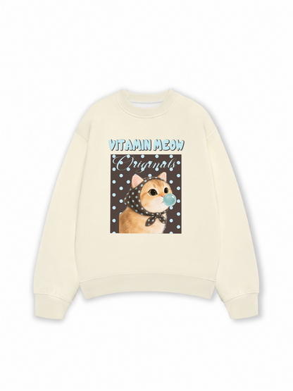 Áo Sweater Nỉ Hai Da Vitamin Meow Blue Tiffany