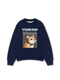 Áo Sweater Nỉ Hai Da Vitamin Meow Blue Tiffany