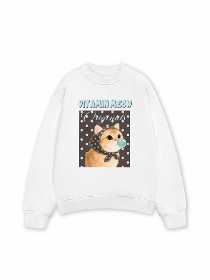 Áo Sweater Nỉ Hai Da Vitamin Meow Blue Tiffany