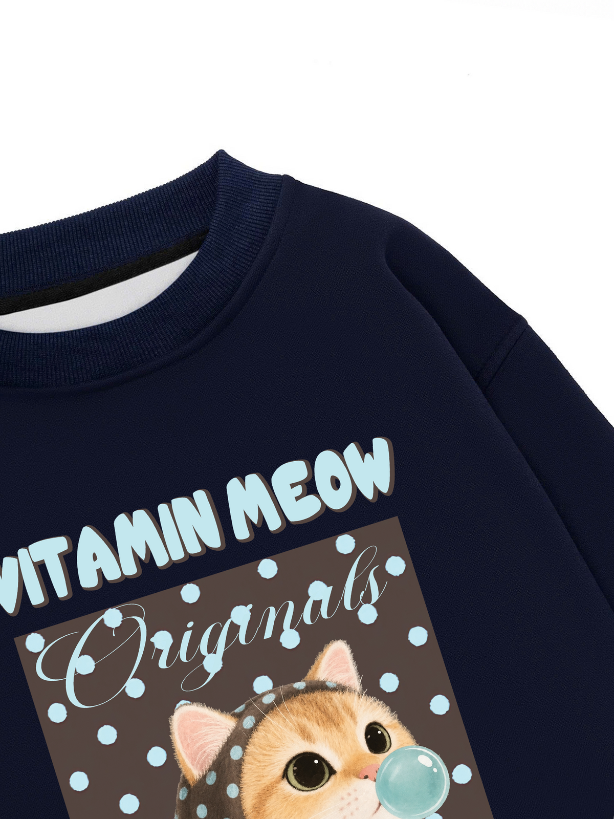Áo Sweater Nỉ Hai Da Vitamin Meow Blue Tiffany