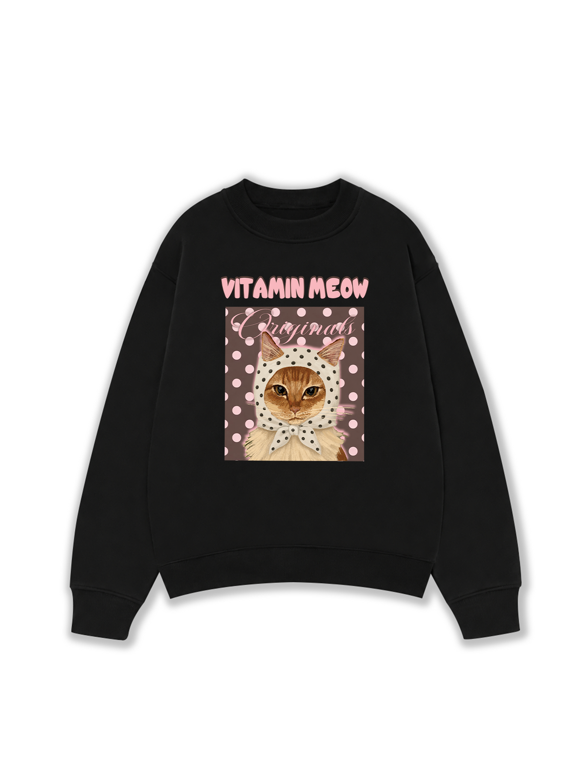 Áo Sweater Nỉ Hai Da Pink Dotty Vitamin Meow