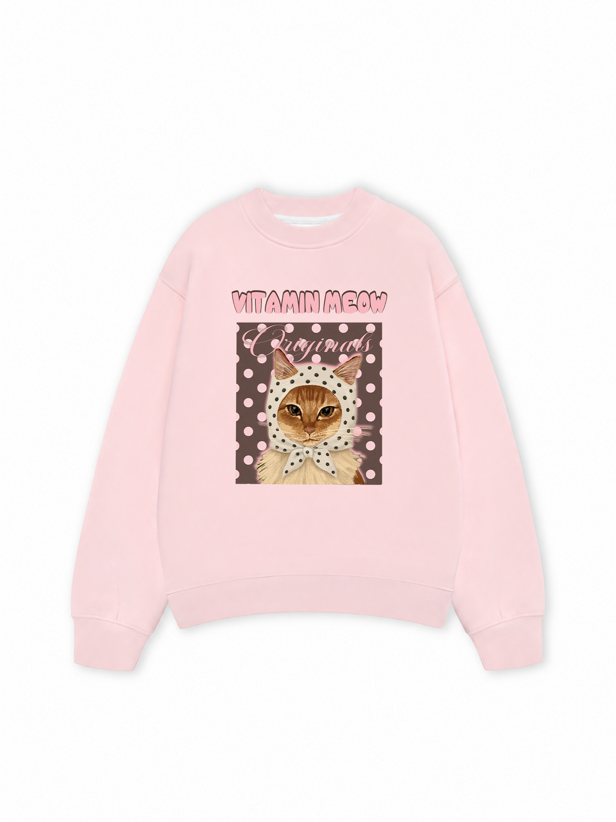 Áo Sweater Nỉ Hai Da Pink Dotty Vitamin Meow