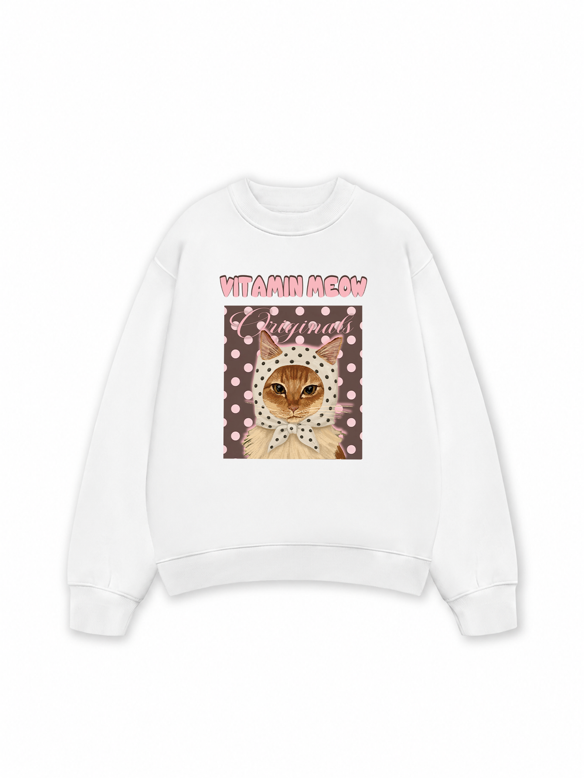 Áo Sweater Nỉ Hai Da Pink Dotty Vitamin Meow