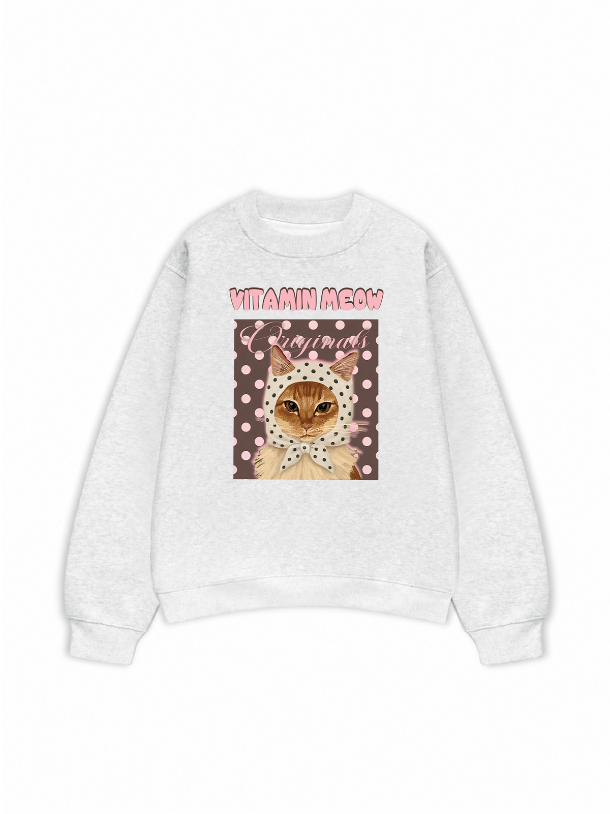 Áo Sweater Nỉ Hai Da Pink Dotty Vitamin Meow