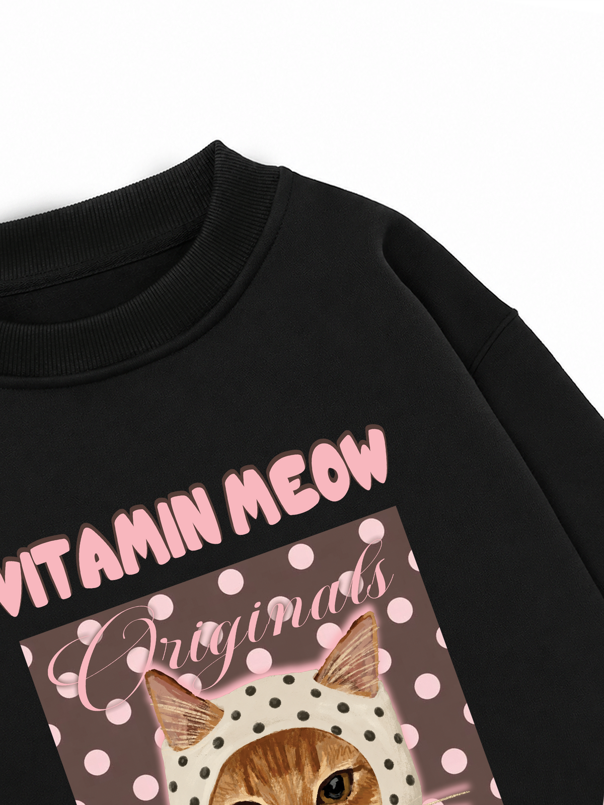 Áo Sweater Nỉ Hai Da Pink Dotty Vitamin Meow