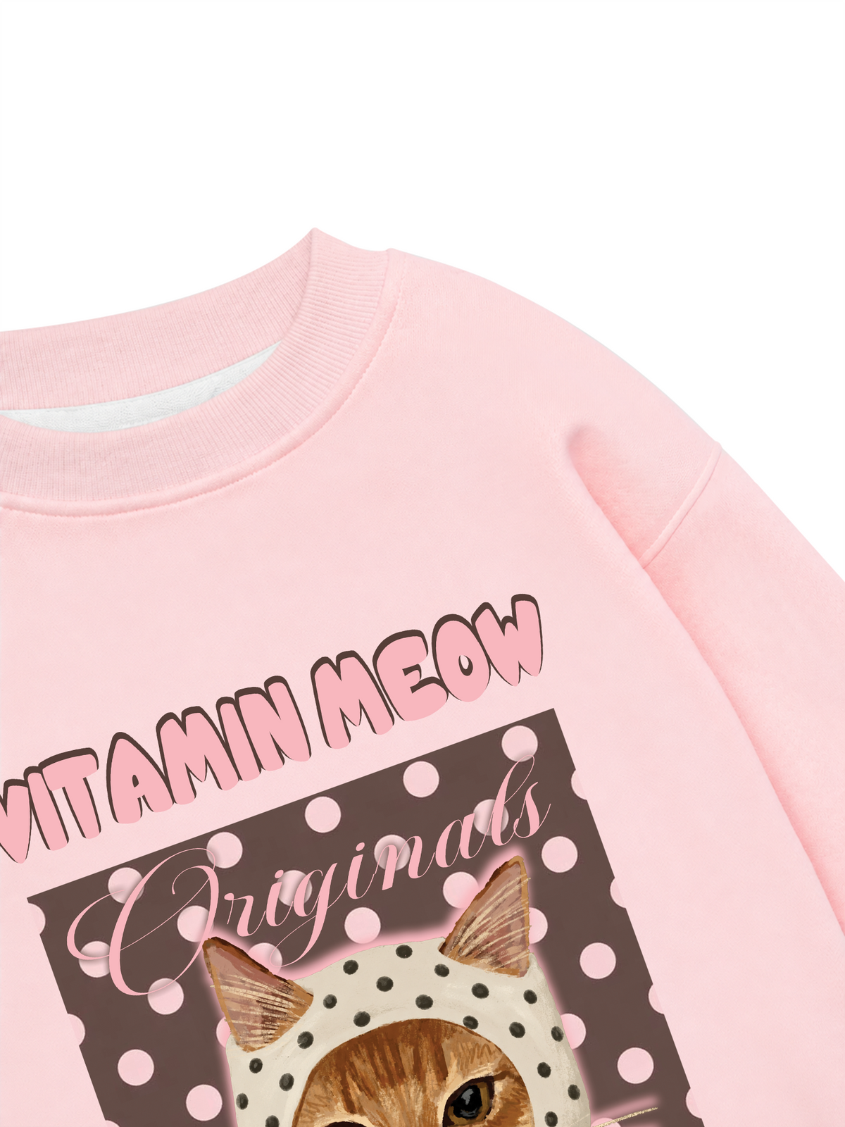 Áo Sweater Nỉ Hai Da Pink Dotty Vitamin Meow