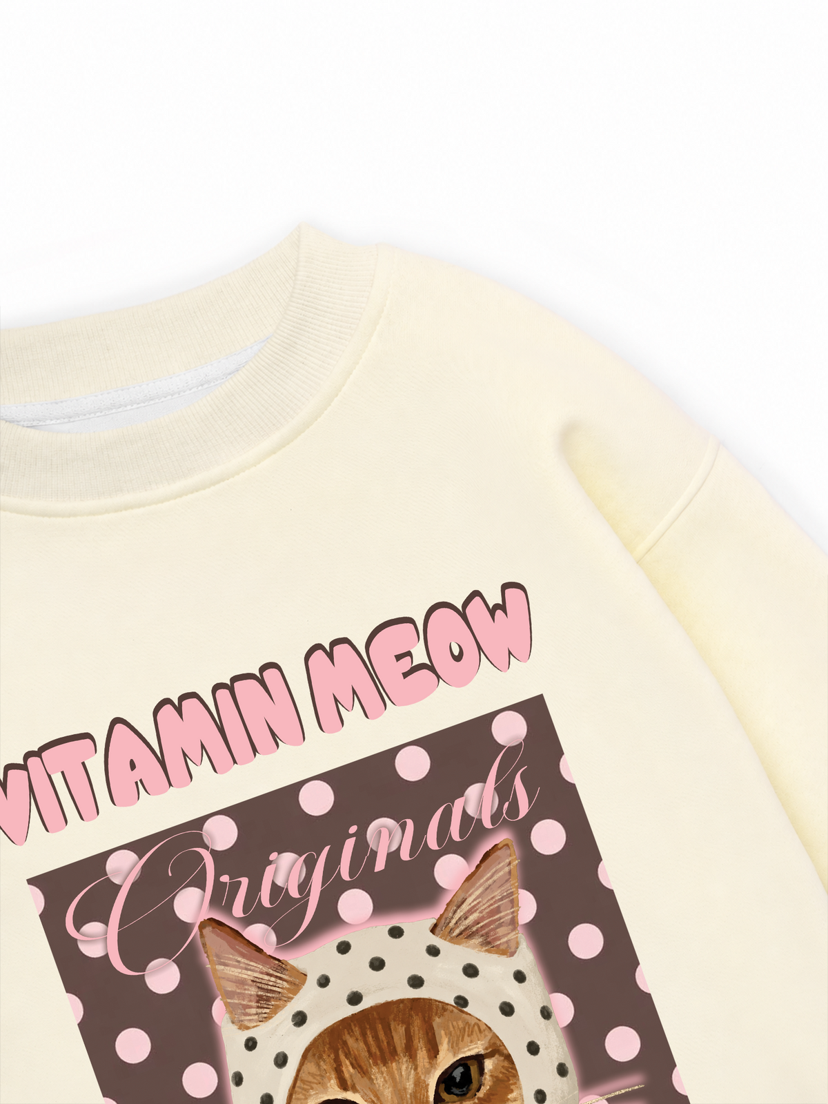 Áo Sweater Nỉ Hai Da Pink Dotty Vitamin Meow