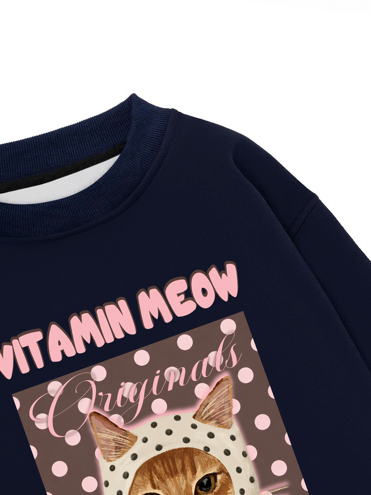 Áo Sweater Nỉ Hai Da Pink Dotty Vitamin Meow