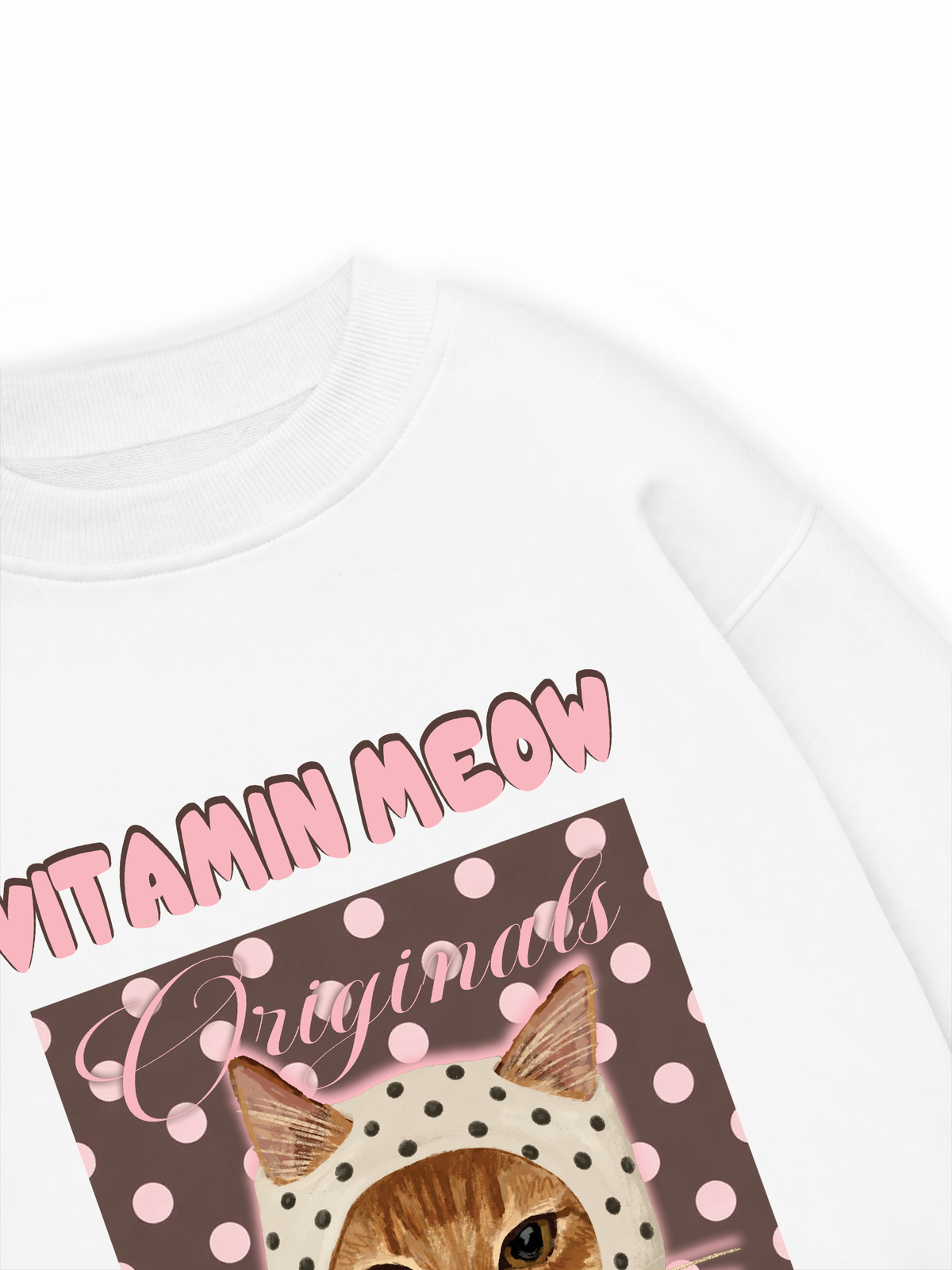 Áo Sweater Nỉ Hai Da Pink Dotty Vitamin Meow