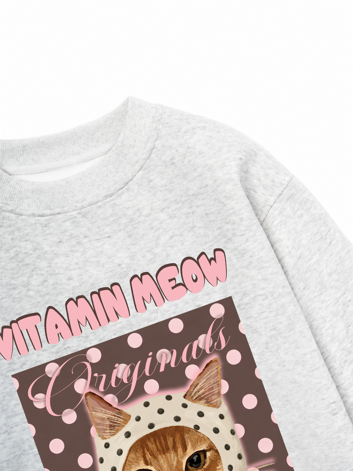 Áo Sweater Nỉ Hai Da Pink Dotty Vitamin Meow