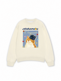 Áo Sweater Nỉ Hai Da Chú Mèo Thom