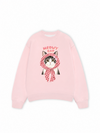 Áo Sweater Nỉ Hai Da Meowy Cat Pink Plaid