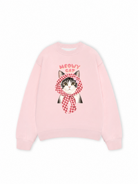 Áo Sweater Nỉ Hai Da Meowy Cat Pink Plaid