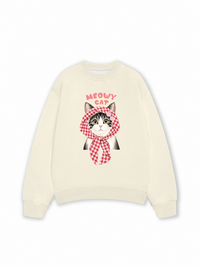 Áo Sweater Nỉ Hai Da Meowy Cat Pink Plaid