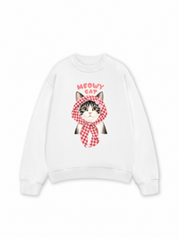 Áo Sweater Nỉ Hai Da Meowy Cat Pink Plaid