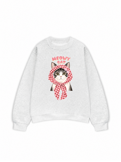 Áo Sweater Nỉ Hai Da Meowy Cat Pink Plaid