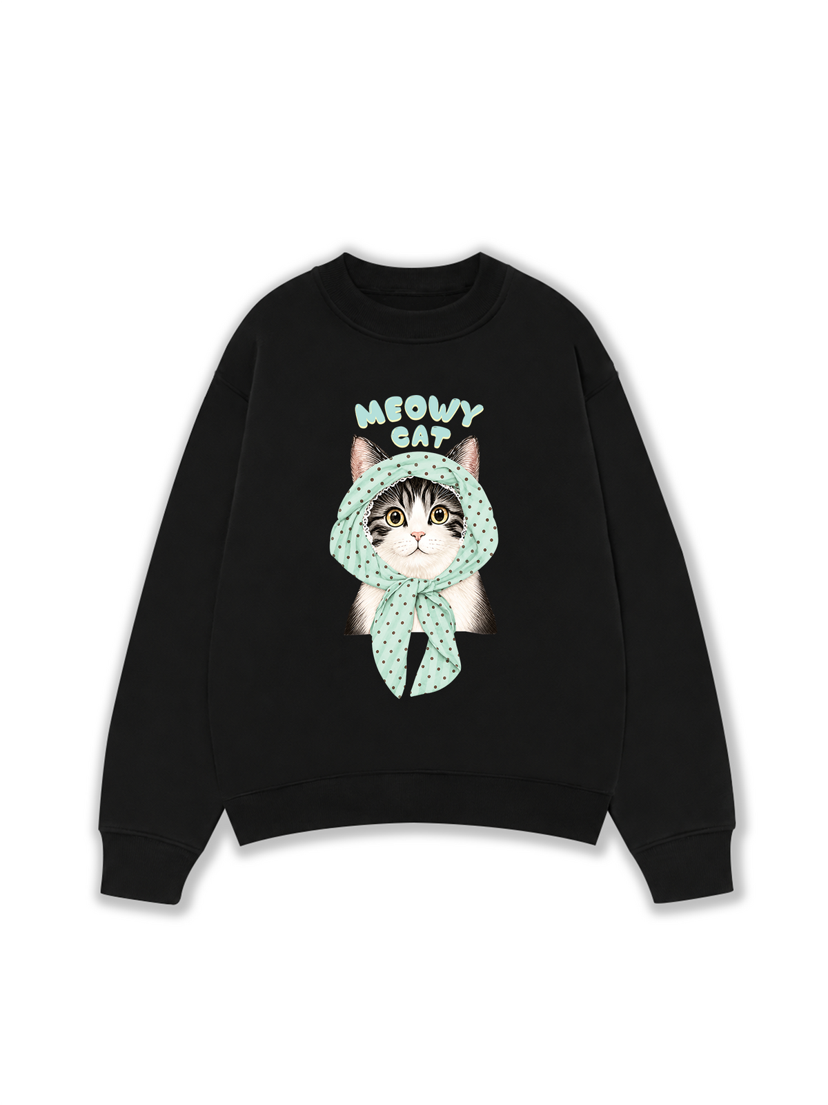 Áo Sweater Nỉ Hai Da Meowy Cat Blue Tiffany Dots
