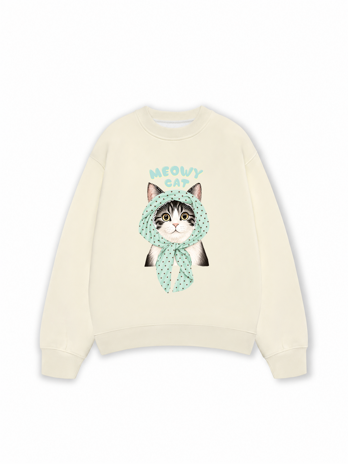 Áo Sweater Nỉ Hai Da Meowy Cat Blue Tiffany Dots