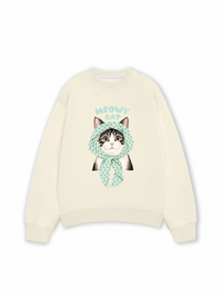 Áo Sweater Nỉ Hai Da Meowy Cat Blue Tiffany Dots