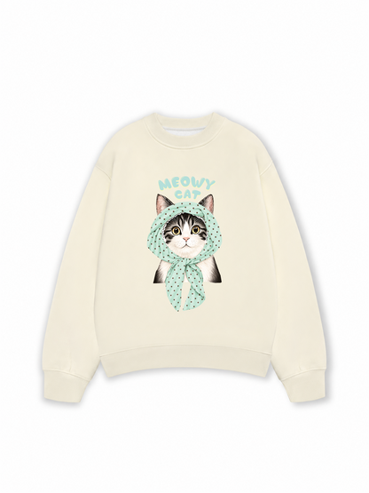 Áo Sweater Nỉ Hai Da Meowy Cat Blue Tiffany Dots