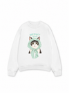 Áo Sweater Nỉ Hai Da Meowy Cat Blue Tiffany Dots