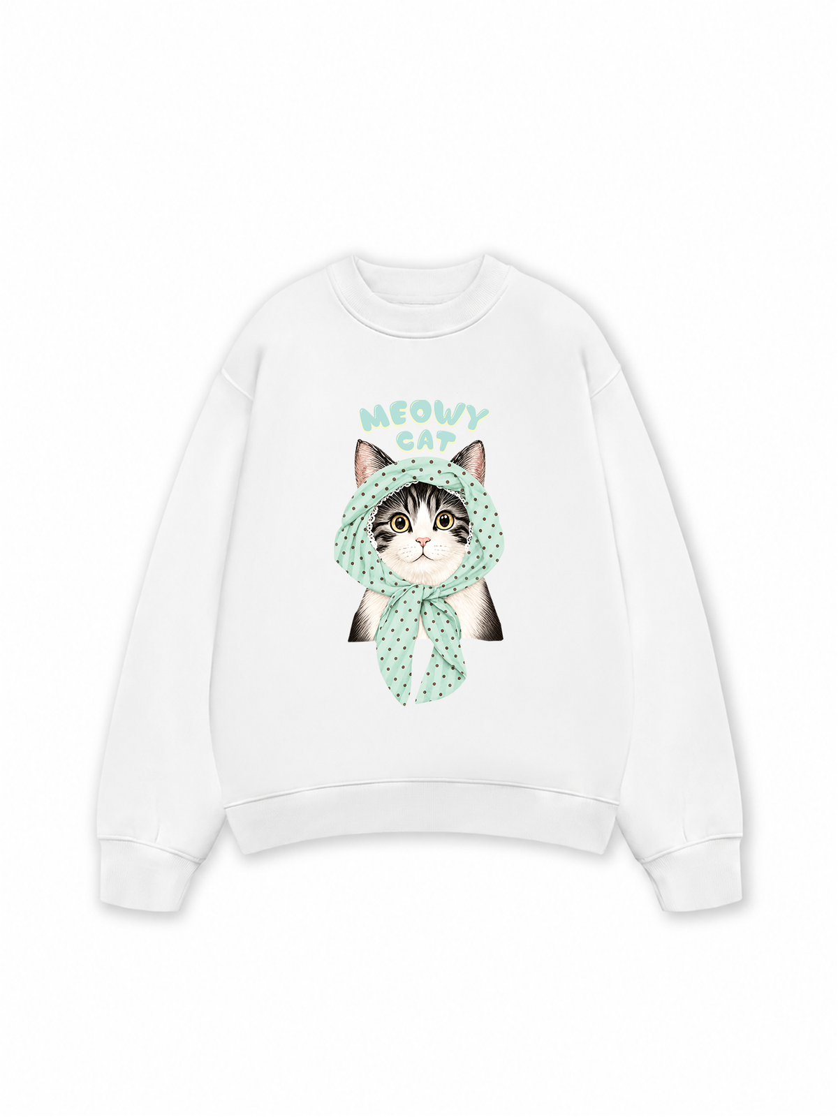 Áo Sweater Nỉ Hai Da Meowy Cat Blue Tiffany Dots