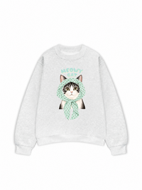Áo Sweater Nỉ Hai Da Meowy Cat Blue Tiffany Dots