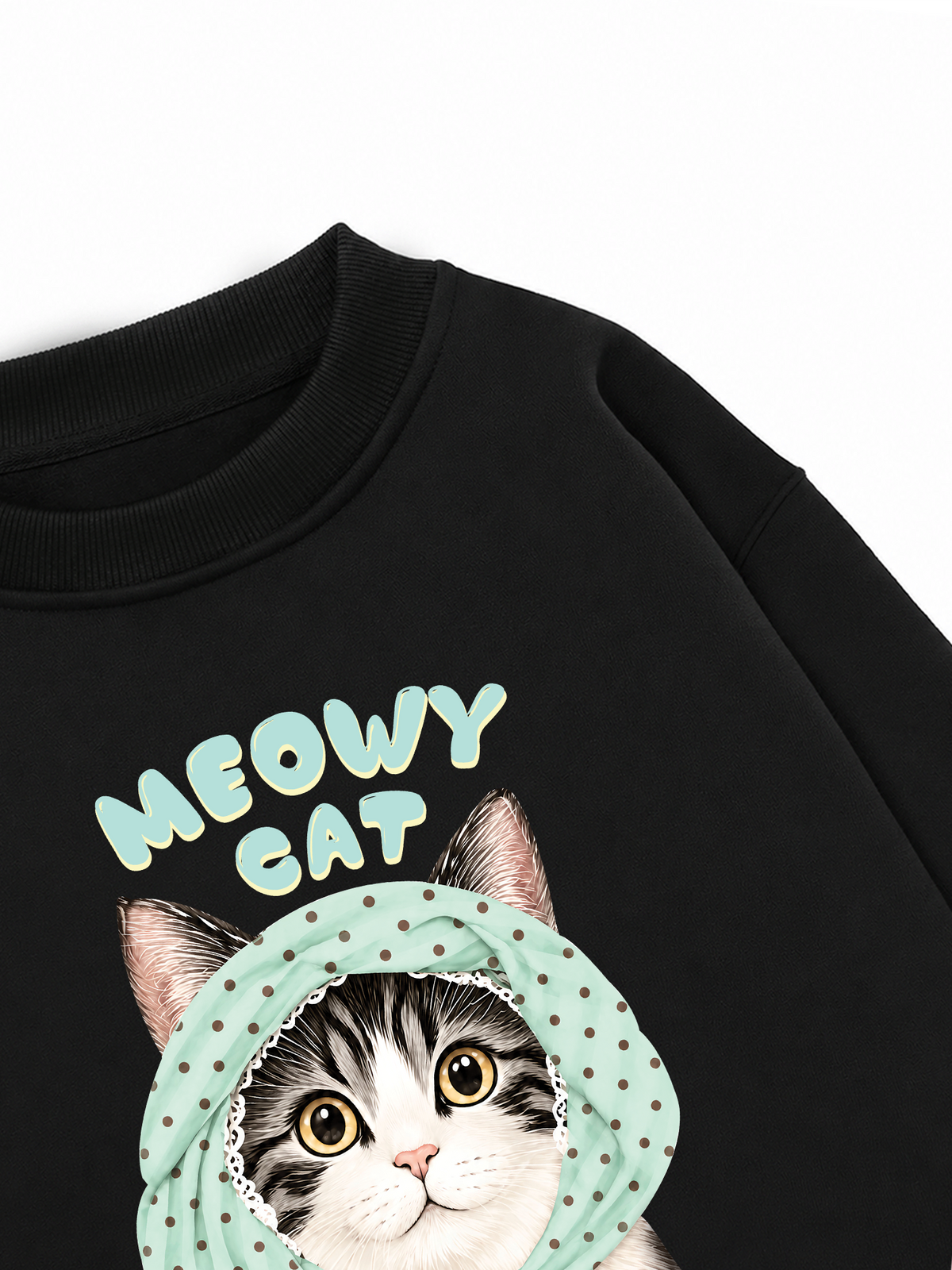 Áo Sweater Nỉ Hai Da Meowy Cat Blue Tiffany Dots