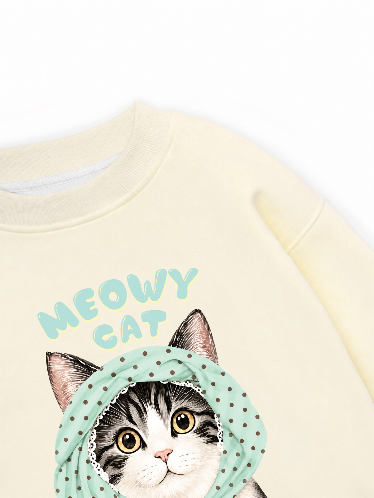 Áo Sweater Nỉ Hai Da Meowy Cat Blue Tiffany Dots
