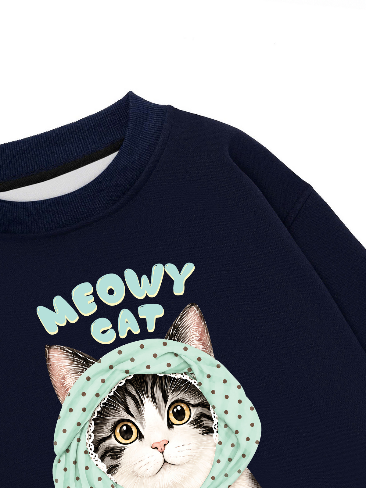 Áo Sweater Nỉ Hai Da Meowy Cat Blue Tiffany Dots
