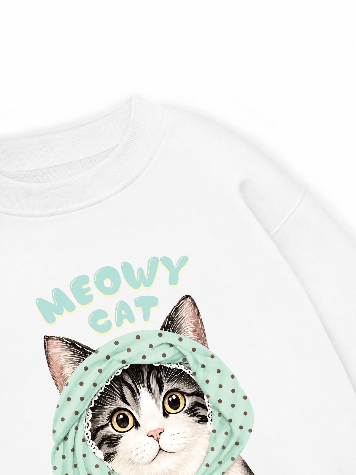 Áo Sweater Nỉ Hai Da Meowy Cat Blue Tiffany Dots