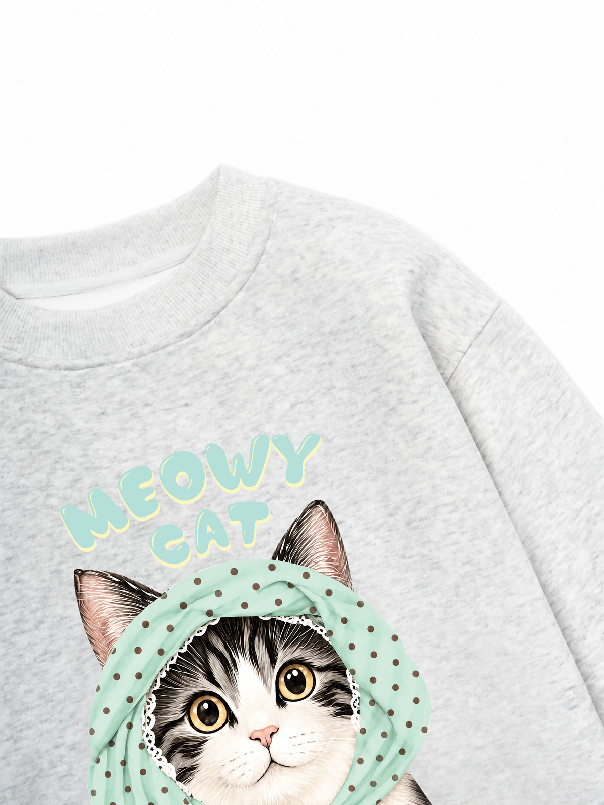 Áo Sweater Nỉ Hai Da Meowy Cat Blue Tiffany Dots
