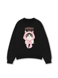 Áo Sweater Nỉ Hai Da Meowy Cat Pink Polka