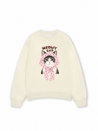 Áo Sweater Nỉ Hai Da Meowy Cat Pink Polka