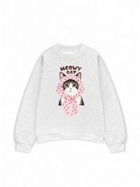 Áo Sweater Nỉ Hai Da Meowy Cat Pink Polka