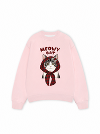 Áo Sweater Nỉ Hai Da Meowy Cat Red Xmas Plaid