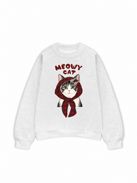 Áo Sweater Nỉ Hai Da Meowy Cat Red Xmas Plaid
