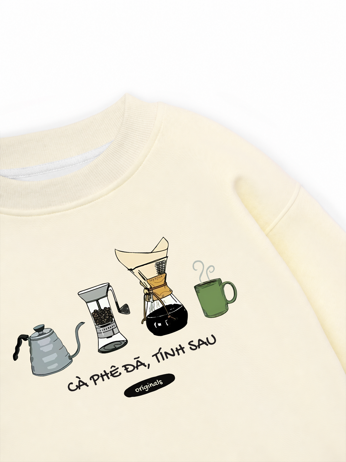 Áo Sweater Nỉ Hai Da Cà Phê Đã, Tính Sau