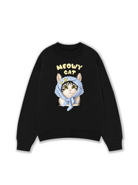 Áo Sweater Nỉ Hai Da Blue Plaid Meowy Cat