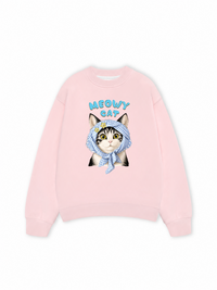 Áo Sweater Nỉ Hai Da Blue Plaid Meowy Cat