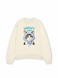 Áo Sweater Nỉ Hai Da Blue Plaid Meowy Cat
