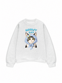 Áo Sweater Nỉ Hai Da Blue Plaid Meowy Cat
