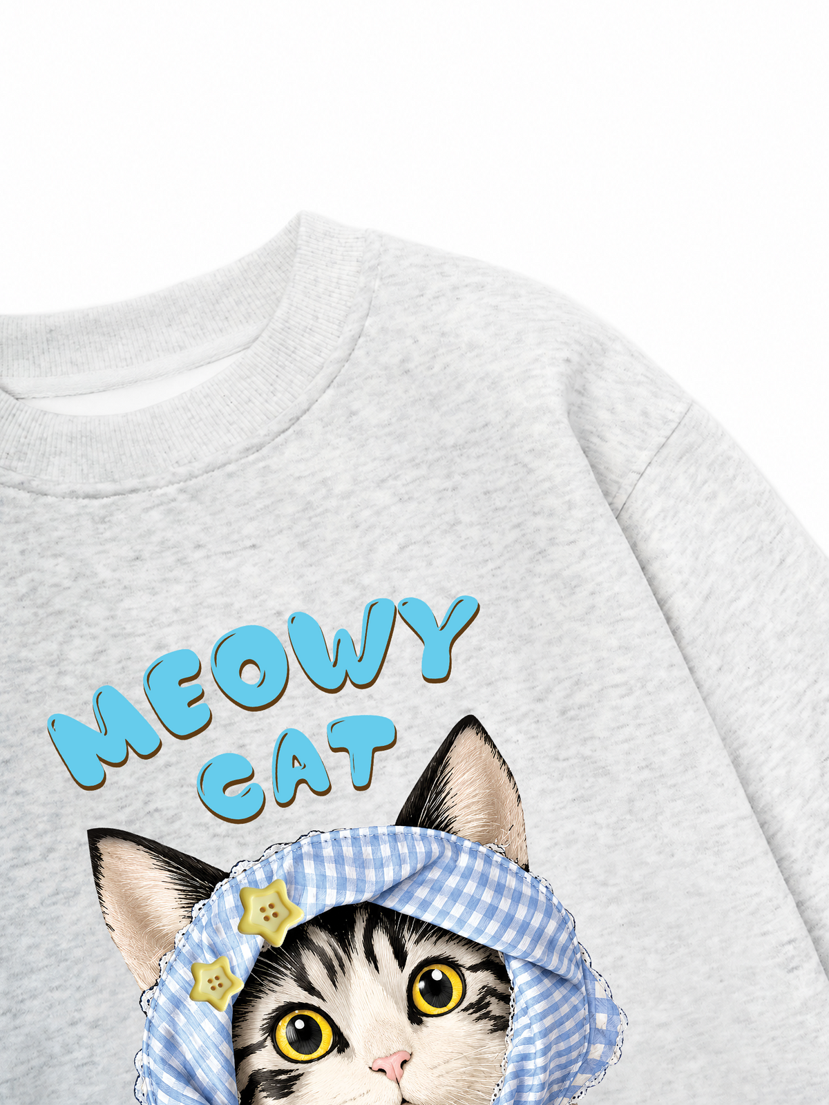 Áo Sweater Nỉ Hai Da Blue Plaid Meowy Cat