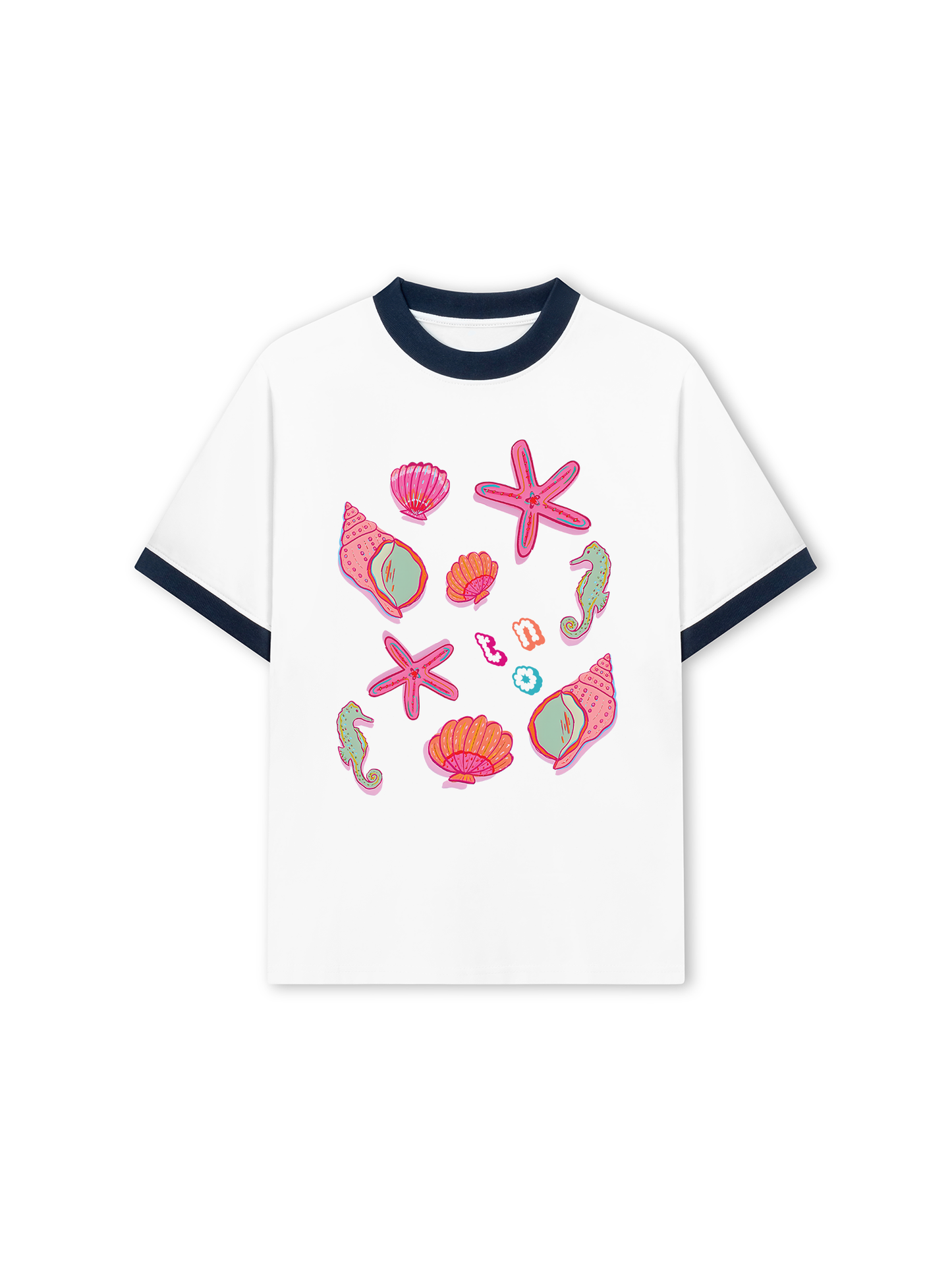 Áo Thun Ringer Relaxed Fit Summer Vibes Sea Life