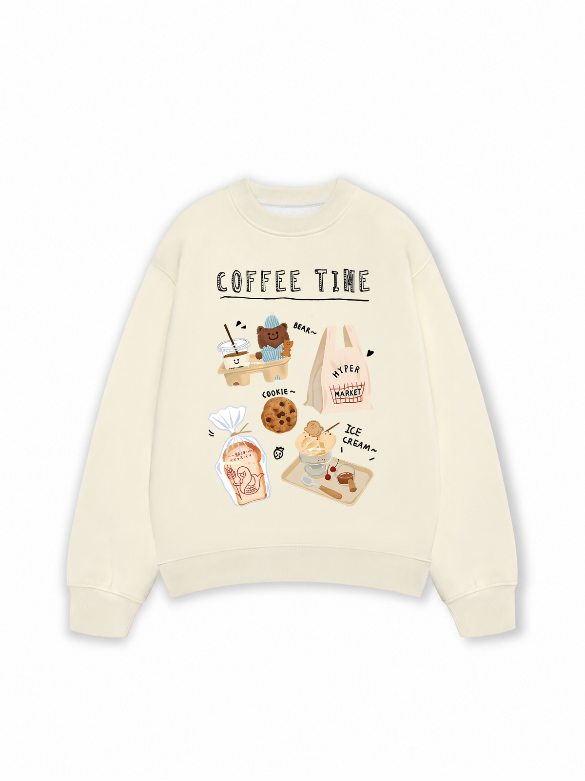 Áo Sweater Nỉ Hai Da Sweet Pastry Coffee Time