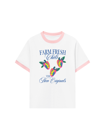 Áo Thun Ringer Relaxed Fit Summer Vibes Farm Fresh Chili