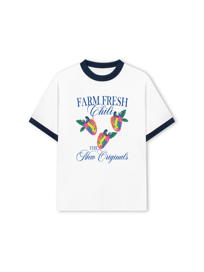 Áo Thun Ringer Relaxed Fit Summer Vibes Farm Fresh Chili